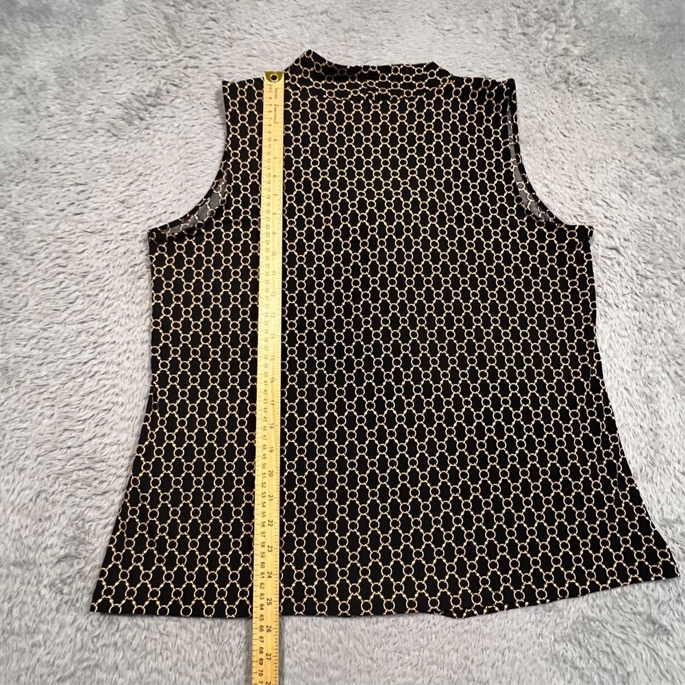 Chico's Sleeveless Blouse Top Black Gold Geometric V-Neck Career Women's 3 US XL - Picture 8 of 9